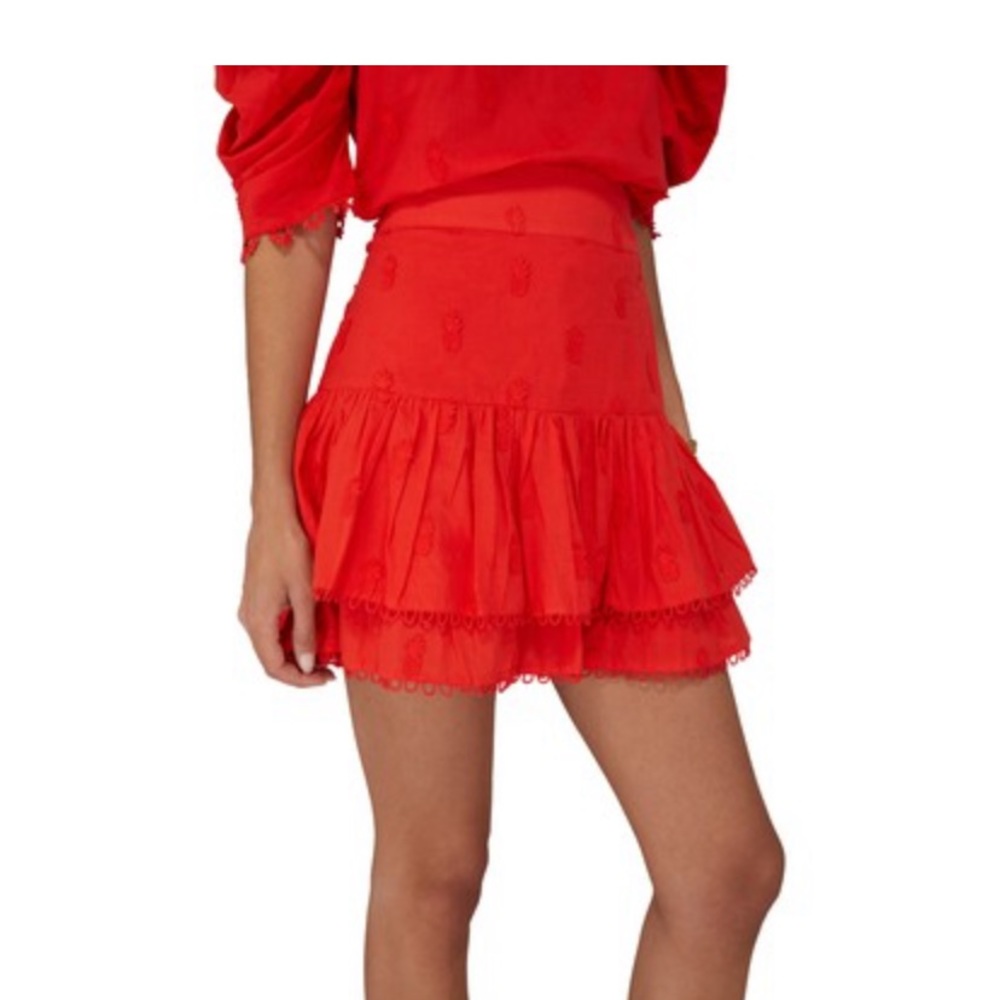 Farm Rio Women's Red 3D Pineapple Layered Mini Skirt - M - NEW WITH TAGS